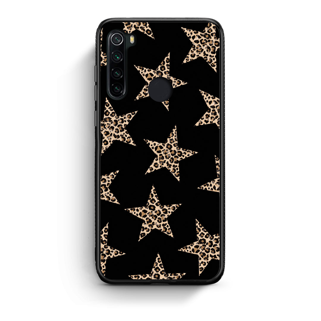 Θήκη Xiaomi Redmi Note 8 Leopard Stars on Black από τη Smartfits με σχέδιο στο πίσω μέρος και μαύρο περίβλημα | Xiaomi Redmi Note 8 Leopard Stars on Black case with colorful back and black bezels