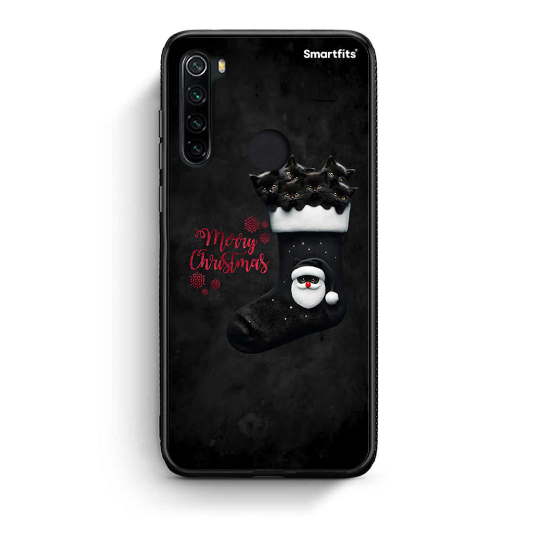 Xiaomi Redmi Note 8 Merry Cat Christmas θήκη από τη Smartfits με σχέδιο στο πίσω μέρος και μαύρο περίβλημα | Smartphone case with colorful back and black bezels by Smartfits