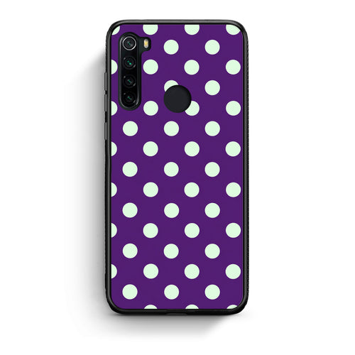 Θήκη Xiaomi Redmi Note 8 Mint Polka Dots on Purple από τη Smartfits με σχέδιο στο πίσω μέρος και μαύρο περίβλημα | Xiaomi Redmi Note 8 Mint Polka Dots on Purple case with colorful back and black bezels