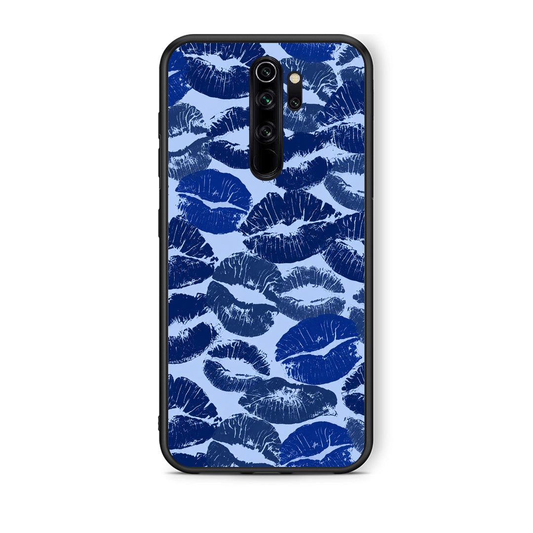 Θήκη Xiaomi Redmi Note 8 Pro Blue Lipstick Kisses από τη Smartfits με σχέδιο στο πίσω μέρος και μαύρο περίβλημα | Xiaomi Redmi Note 8 Pro Blue Lipstick Kisses case with colorful back and black bezels