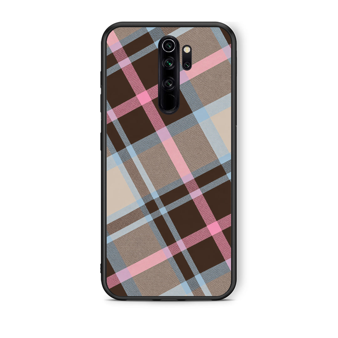 Θήκη Xiaomi Redmi Note 8 Pro Brown Pink and Blue Diagonal Plaid από τη Smartfits με σχέδιο στο πίσω μέρος και μαύρο περίβλημα | Xiaomi Redmi Note 8 Pro Brown Pink and Blue Diagonal Plaid case with colorful back and black bezels