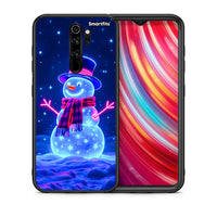 Thumbnail for Θήκη Xiaomi Redmi Note 8 Pro Christmas Neon Snowman από τη Smartfits με σχέδιο στο πίσω μέρος και μαύρο περίβλημα | Xiaomi Redmi Note 8 Pro Christmas Neon Snowman case with colorful back and black bezels