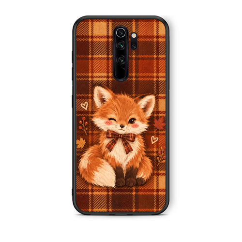 Θήκη Xiaomi Redmi Note 8 Pro Fox on Autumn Tartan από τη Smartfits με σχέδιο στο πίσω μέρος και μαύρο περίβλημα | Xiaomi Redmi Note 8 Pro Fox on Autumn Tartan case with colorful back and black bezels