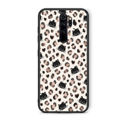 Θήκη Xiaomi Redmi Note 8 Pro Leopard Spots and Black Cats on Cream από τη Smartfits με σχέδιο στο πίσω μέρος και μαύρο περίβλημα | Xiaomi Redmi Note 8 Pro Leopard Spots and Black Cats on Cream case with colorful back and black bezels