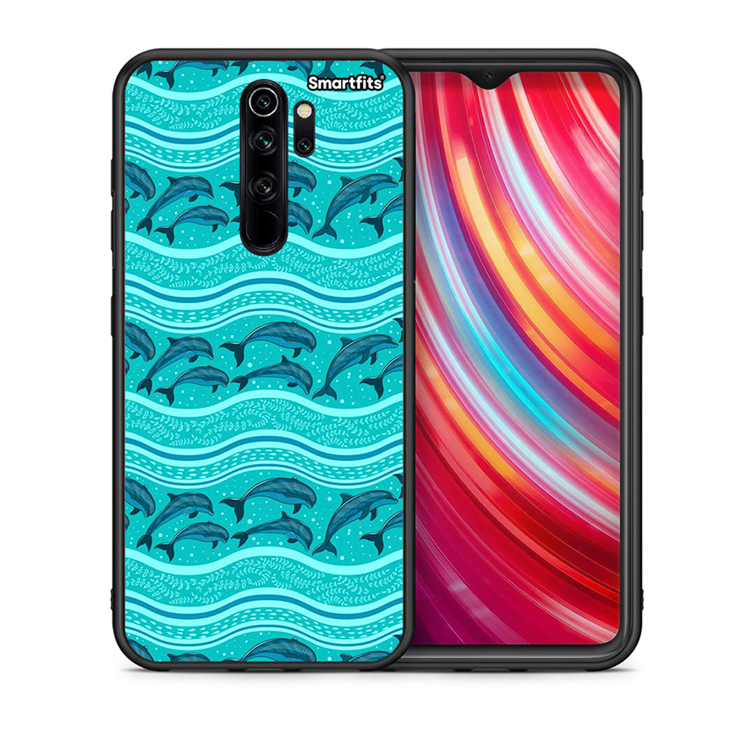 Θήκη Xiaomi Redmi Note 8 Pro Swimming Dolphins από τη Smartfits με σχέδιο στο πίσω μέρος και μαύρο περίβλημα | Xiaomi Redmi Note 8 Pro Swimming Dolphins case with colorful back and black bezels