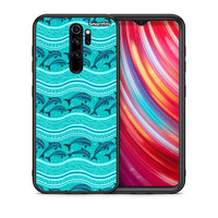 Thumbnail for Θήκη Xiaomi Redmi Note 8 Pro Swimming Dolphins από τη Smartfits με σχέδιο στο πίσω μέρος και μαύρο περίβλημα | Xiaomi Redmi Note 8 Pro Swimming Dolphins case with colorful back and black bezels