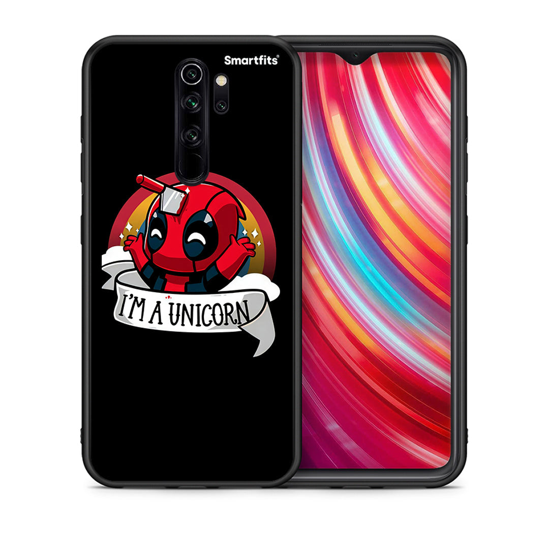 Θήκη Xiaomi Redmi Note 8 Pro Unicorn Deadpool από τη Smartfits με σχέδιο στο πίσω μέρος και μαύρο περίβλημα | Xiaomi Redmi Note 8 Pro Unicorn Deadpool case with colorful back and black bezels