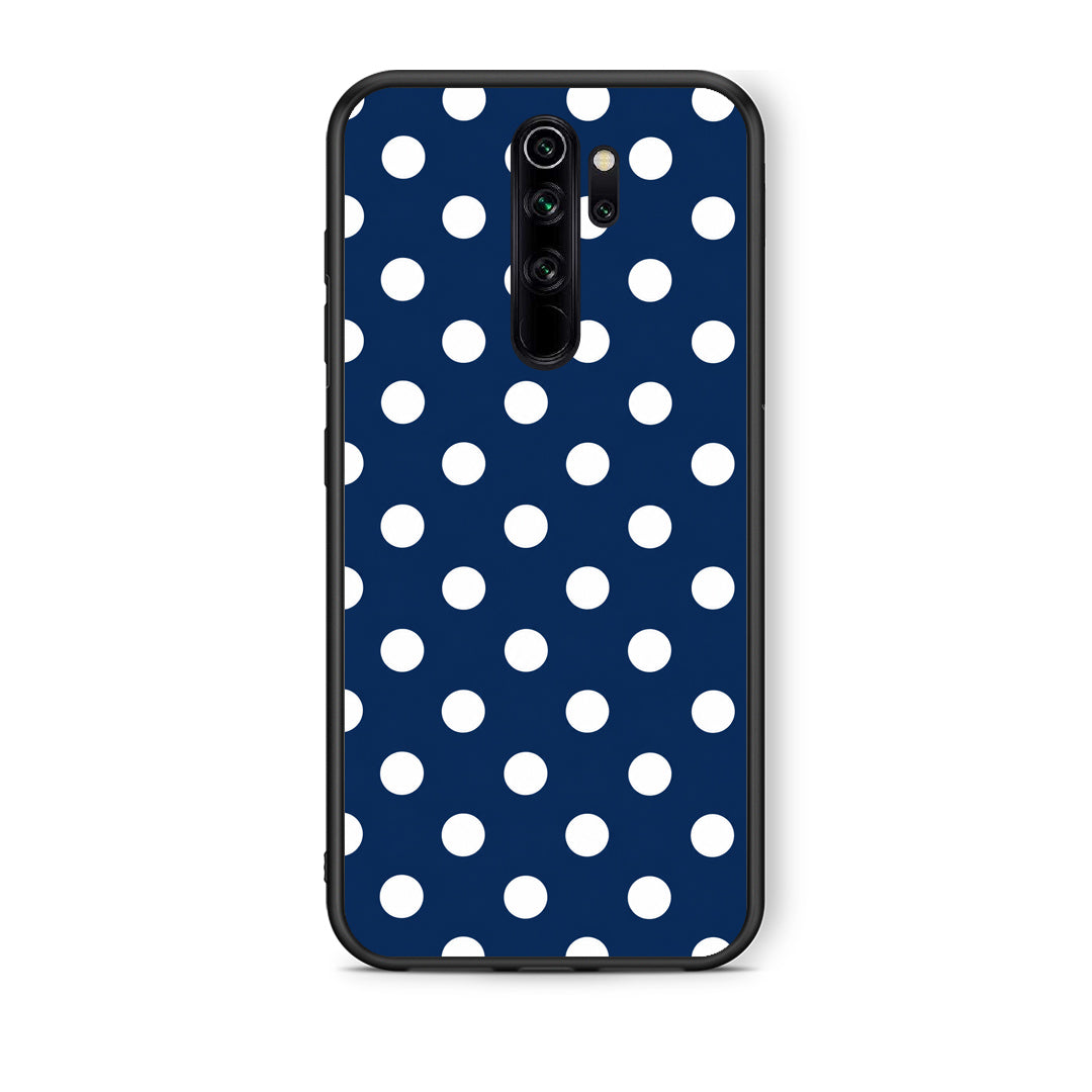 Θήκη Xiaomi Redmi Note 8 Pro White Large Polka Dots on Navy από τη Smartfits με σχέδιο στο πίσω μέρος και μαύρο περίβλημα | Xiaomi Redmi Note 8 Pro White Large Polka Dots on Navy case with colorful back and black bezels
