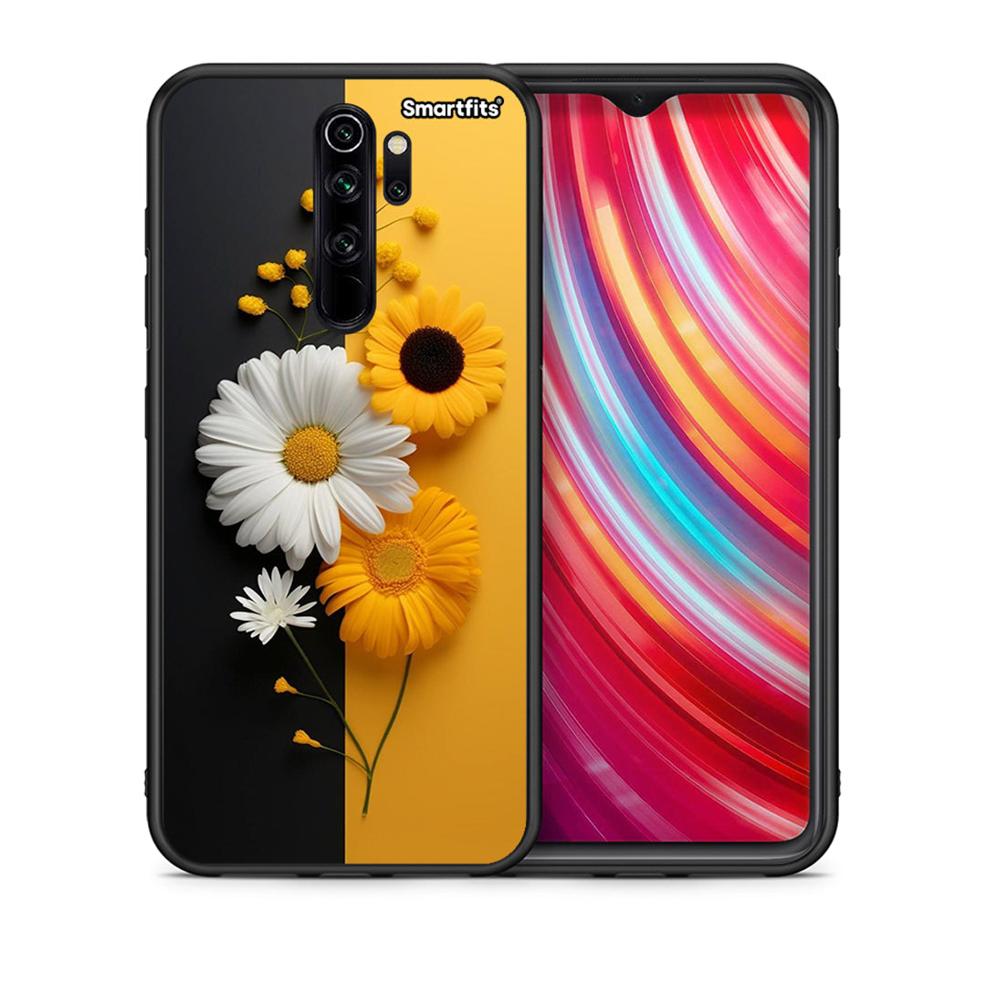Θήκη Xiaomi Redmi Note 8 Pro Yellow Daisies από τη Smartfits με σχέδιο στο πίσω μέρος και μαύρο περίβλημα | Xiaomi Redmi Note 8 Pro Yellow Daisies case with colorful back and black bezels