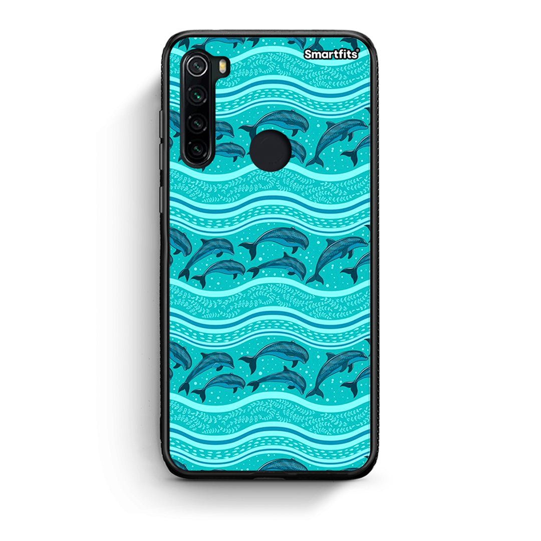 Xiaomi Redmi Note 8 Swimming Dolphins θήκη από τη Smartfits με σχέδιο στο πίσω μέρος και μαύρο περίβλημα | Smartphone case with colorful back and black bezels by Smartfits
