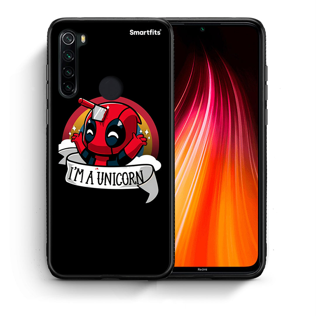 Θήκη Xiaomi Redmi Note 8 Unicorn Deadpool από τη Smartfits με σχέδιο στο πίσω μέρος και μαύρο περίβλημα | Xiaomi Redmi Note 8 Unicorn Deadpool case with colorful back and black bezels