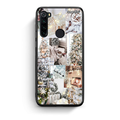 Xiaomi Redmi Note 8 White Christmas θήκη από τη Smartfits με σχέδιο στο πίσω μέρος και μαύρο περίβλημα | Smartphone case with colorful back and black bezels by Smartfits