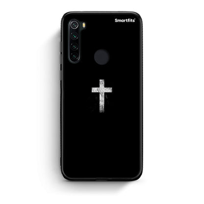 Xiaomi Redmi Note 8 White Cross θήκη από τη Smartfits με σχέδιο στο πίσω μέρος και μαύρο περίβλημα | Smartphone case with colorful back and black bezels by Smartfits