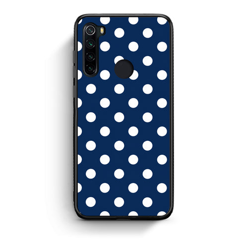 Θήκη Xiaomi Redmi Note 8 White Large Polka Dots on Navy από τη Smartfits με σχέδιο στο πίσω μέρος και μαύρο περίβλημα | Xiaomi Redmi Note 8 White Large Polka Dots on Navy case with colorful back and black bezels