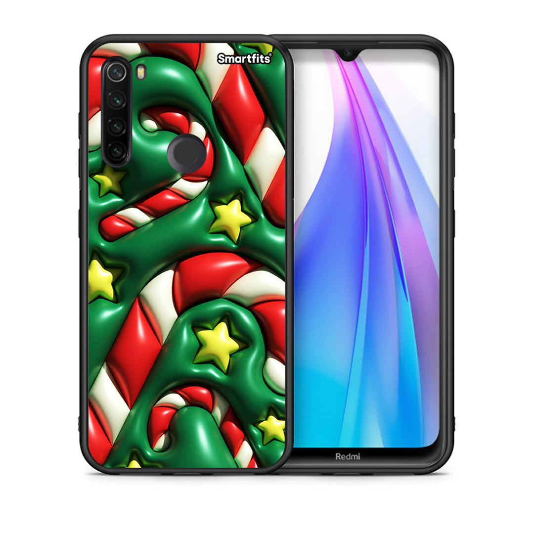Θήκη Xiaomi Redmi Note 8T Christmas Bubbles από τη Smartfits με σχέδιο στο πίσω μέρος και μαύρο περίβλημα | Xiaomi Redmi Note 8 Christmas Bubbles case with colorful back and black bezels