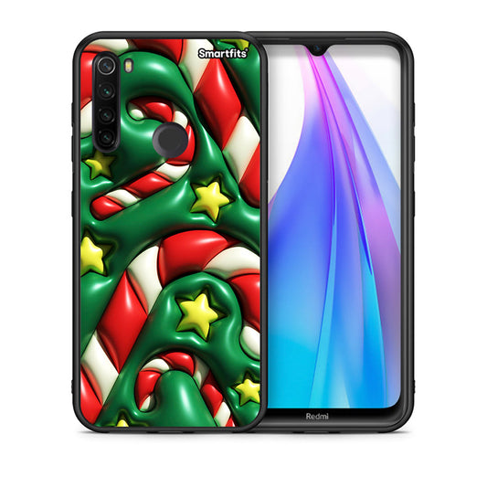Θήκη Xiaomi Redmi Note 8T Christmas Bubbles από τη Smartfits με σχέδιο στο πίσω μέρος και μαύρο περίβλημα | Xiaomi Redmi Note 8 Christmas Bubbles case with colorful back and black bezels