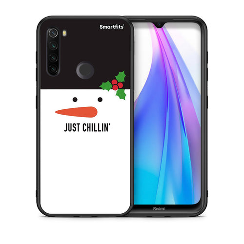 Θήκη Xiaomi Redmi Note 8T Christmas Chillin από τη Smartfits με σχέδιο στο πίσω μέρος και μαύρο περίβλημα | Xiaomi Redmi Note 8 Christmas Chillin case with colorful back and black bezels