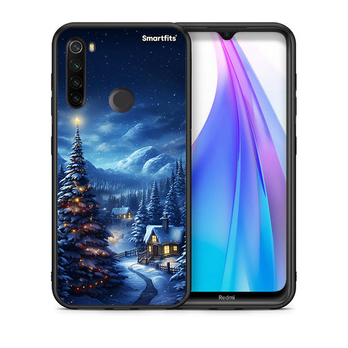 Θήκη Xiaomi Redmi Note 8T Christmas Scenery από τη Smartfits με σχέδιο στο πίσω μέρος και μαύρο περίβλημα | Xiaomi Redmi Note 8 Christmas Scenery case with colorful back and black bezels