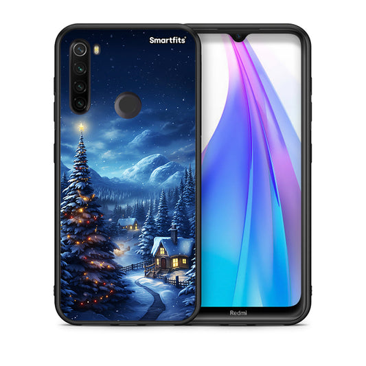 Θήκη Xiaomi Redmi Note 8T Christmas Scenery από τη Smartfits με σχέδιο στο πίσω μέρος και μαύρο περίβλημα | Xiaomi Redmi Note 8 Christmas Scenery case with colorful back and black bezels