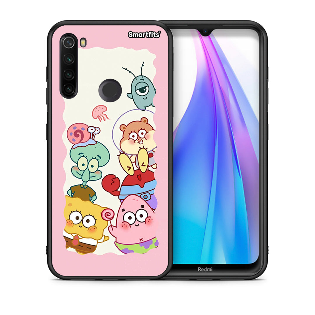 Θήκη Xiaomi Redmi Note 8T Cute Companion από τη Smartfits με σχέδιο στο πίσω μέρος και μαύρο περίβλημα | Xiaomi Redmi Note 8 Cute Companion case with colorful back and black bezels