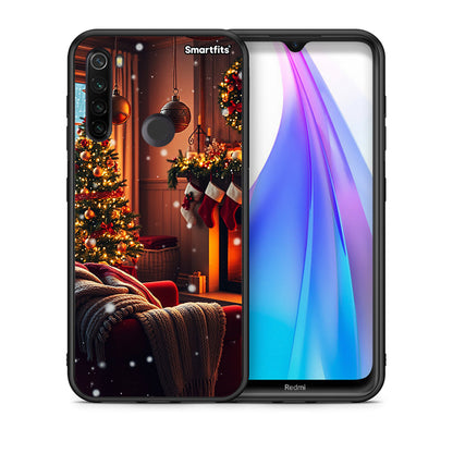 Θήκη Xiaomi Redmi Note 8T Home For Christmas από τη Smartfits με σχέδιο στο πίσω μέρος και μαύρο περίβλημα | Xiaomi Redmi Note 8 Home For Christmas case with colorful back and black bezels