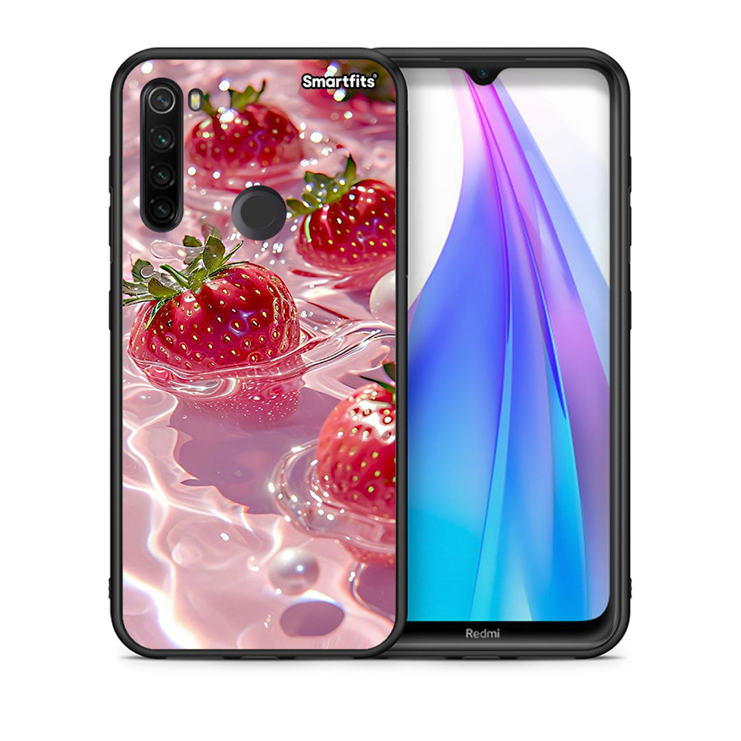 Θήκη Xiaomi Redmi Note 8T Juicy Strawberries από τη Smartfits με σχέδιο στο πίσω μέρος και μαύρο περίβλημα | Xiaomi Redmi Note 8 Juicy Strawberries case with colorful back and black bezels