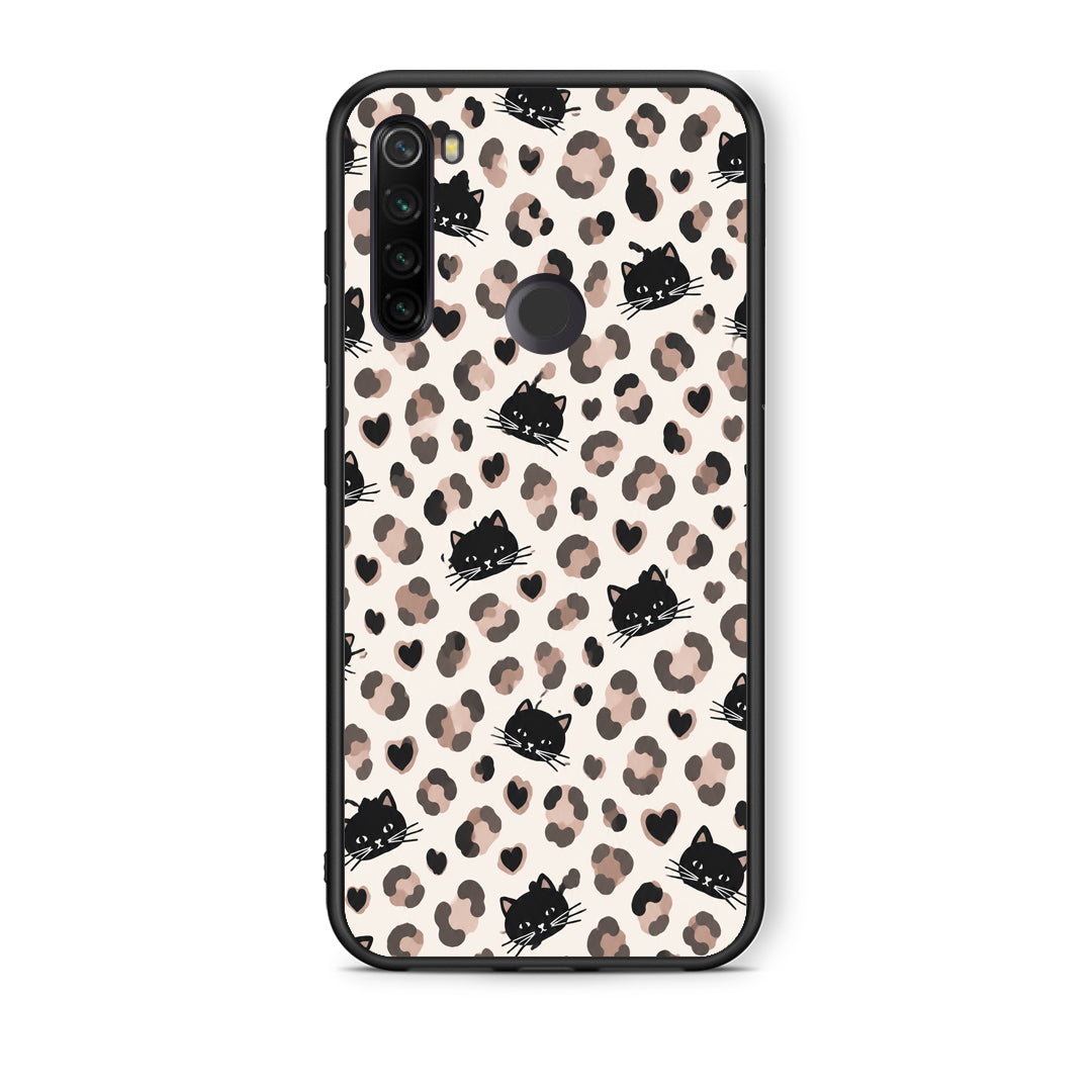 Θήκη Xiaomi Redmi Note 8T Leopard Spots and Black Cats on Cream από τη Smartfits με σχέδιο στο πίσω μέρος και μαύρο περίβλημα | Xiaomi Redmi Note 8T Leopard Spots and Black Cats on Cream case with colorful back and black bezels