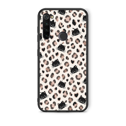 Θήκη Xiaomi Redmi Note 8T Leopard Spots and Black Cats on Cream από τη Smartfits με σχέδιο στο πίσω μέρος και μαύρο περίβλημα | Xiaomi Redmi Note 8T Leopard Spots and Black Cats on Cream case with colorful back and black bezels