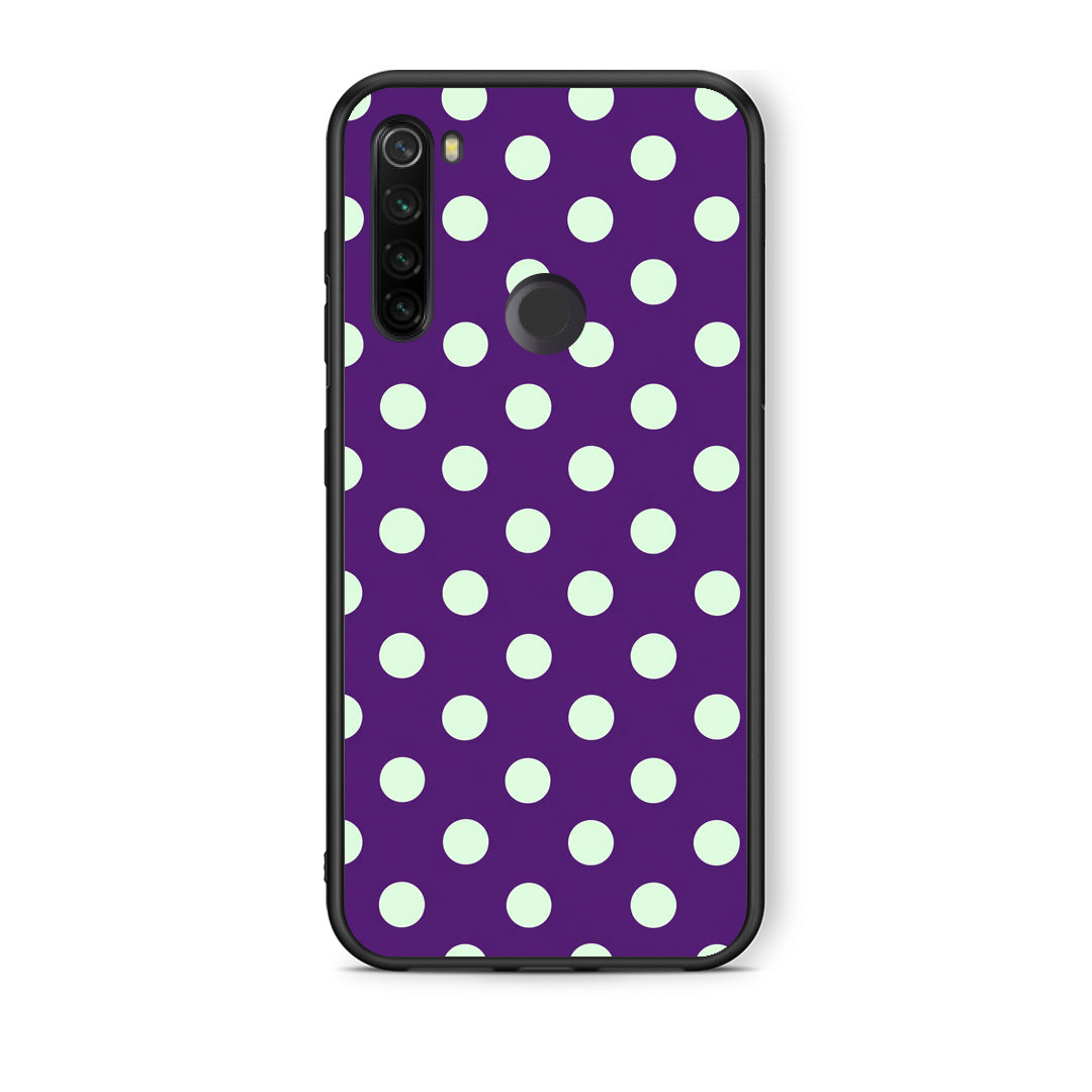 Θήκη Xiaomi Redmi Note 8T Mint Polka Dots on Purple από τη Smartfits με σχέδιο στο πίσω μέρος και μαύρο περίβλημα | Xiaomi Redmi Note 8T Mint Polka Dots on Purple case with colorful back and black bezels
