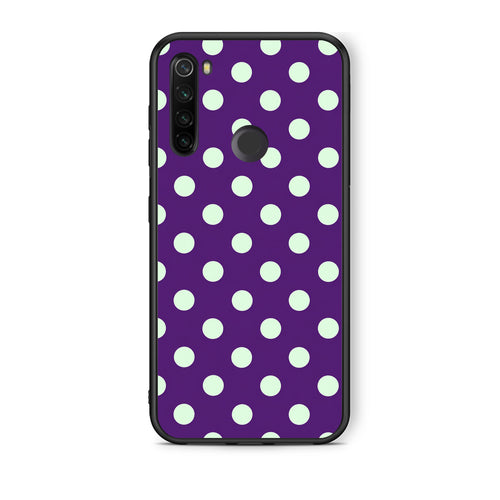 Θήκη Xiaomi Redmi Note 8T Mint Polka Dots on Purple από τη Smartfits με σχέδιο στο πίσω μέρος και μαύρο περίβλημα | Xiaomi Redmi Note 8T Mint Polka Dots on Purple case with colorful back and black bezels