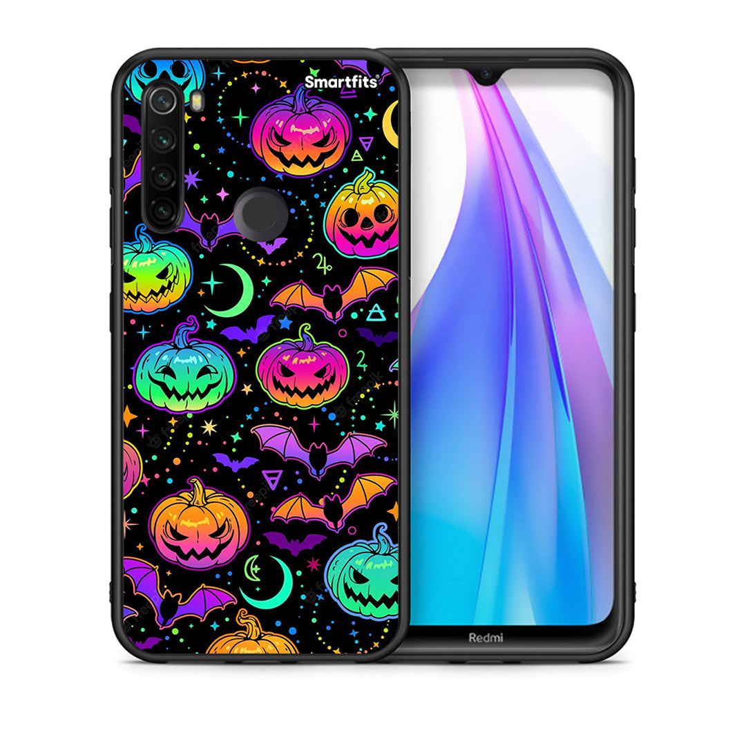 Θήκη Xiaomi Redmi Note 8T Neon Halloween από τη Smartfits με σχέδιο στο πίσω μέρος και μαύρο περίβλημα | Xiaomi Redmi Note 8 Neon Halloween case with colorful back and black bezels