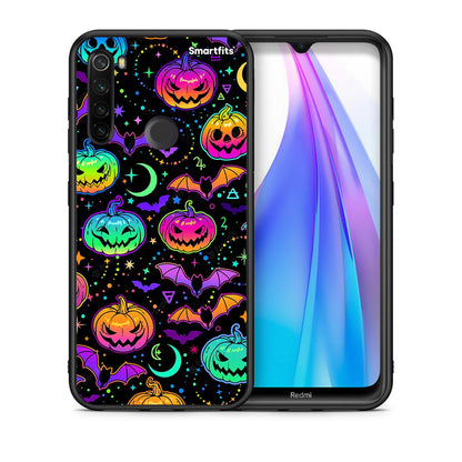 Θήκη Xiaomi Redmi Note 8T Neon Halloween από τη Smartfits με σχέδιο στο πίσω μέρος και μαύρο περίβλημα | Xiaomi Redmi Note 8 Neon Halloween case with colorful back and black bezels