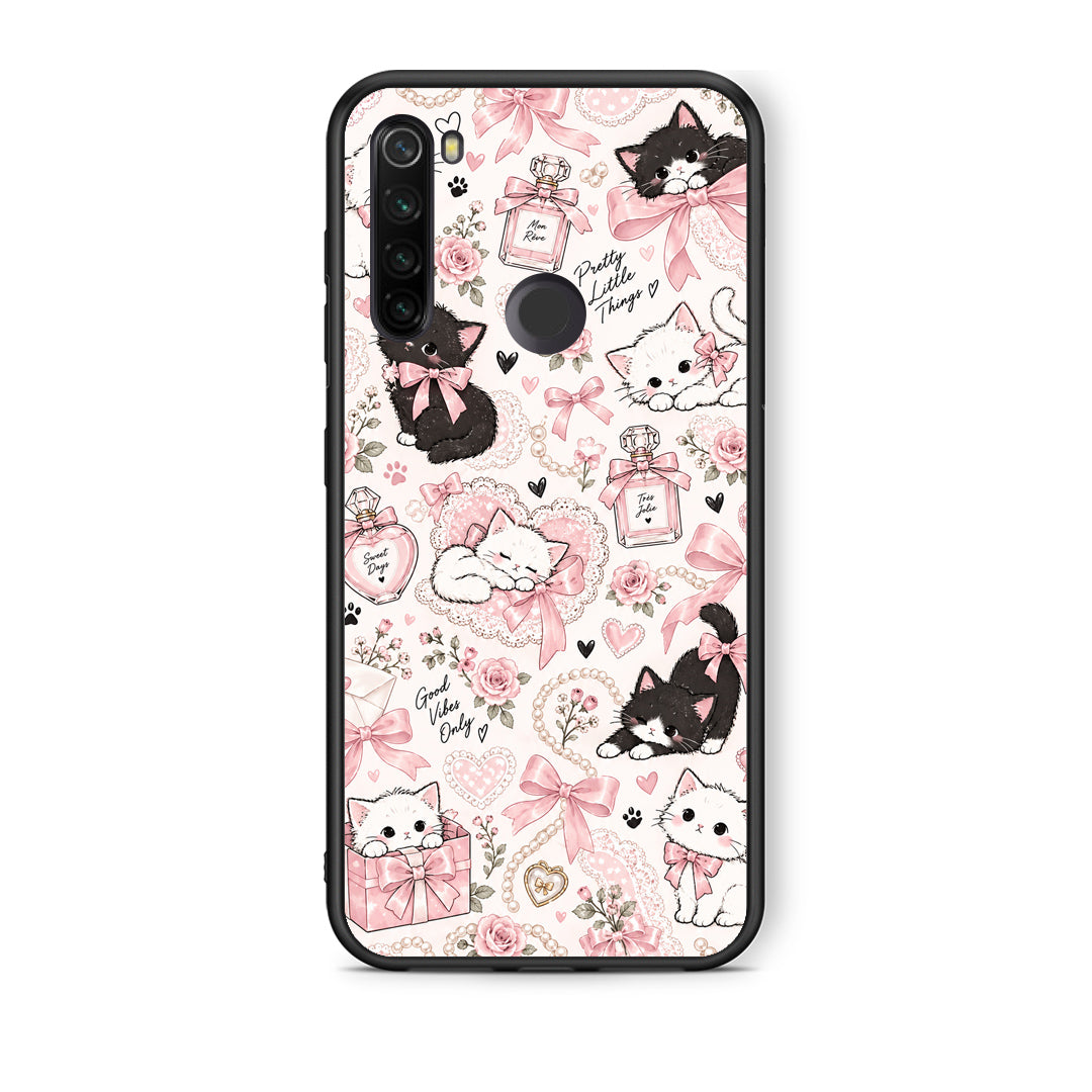 Θήκη Xiaomi Redmi Note 8T Pink Bows and Kittens Collage από τη Smartfits με σχέδιο στο πίσω μέρος και μαύρο περίβλημα | Xiaomi Redmi Note 8T Pink Bows and Kittens Collage case with colorful back and black bezels