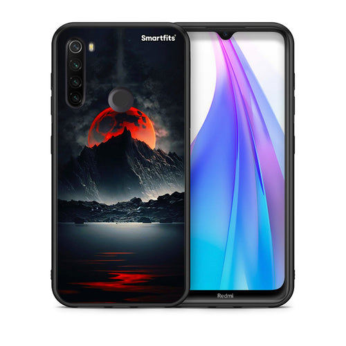 Θήκη Xiaomi Redmi Note 8T Red Full Moon από τη Smartfits με σχέδιο στο πίσω μέρος και μαύρο περίβλημα | Xiaomi Redmi Note 8 Red Full Moon case with colorful back and black bezels