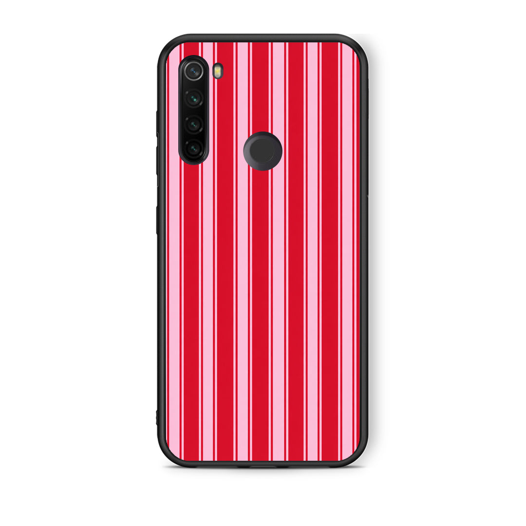Θήκη Xiaomi Redmi Note 8T Red and Pink Vertical Pinstripes από τη Smartfits με σχέδιο στο πίσω μέρος και μαύρο περίβλημα | Xiaomi Redmi Note 8T Red and Pink Vertical Pinstripes case with colorful back and black bezels