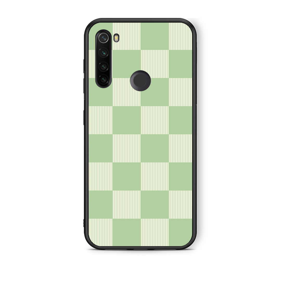 Θήκη Xiaomi Redmi Note 8T Sage and Cream Striped Checks από τη Smartfits με σχέδιο στο πίσω μέρος και μαύρο περίβλημα | Xiaomi Redmi Note 8T Sage and Cream Striped Checks case with colorful back and black bezels