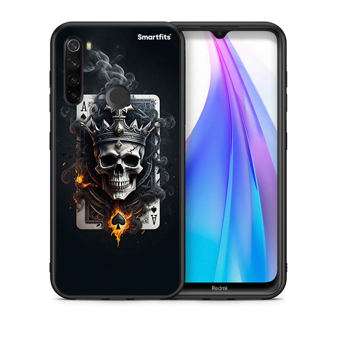 Θήκη Xiaomi Redmi Note 8T Skull King Ace από τη Smartfits με σχέδιο στο πίσω μέρος και μαύρο περίβλημα | Xiaomi Redmi Note 8 Skull King Ace case with colorful back and black bezels