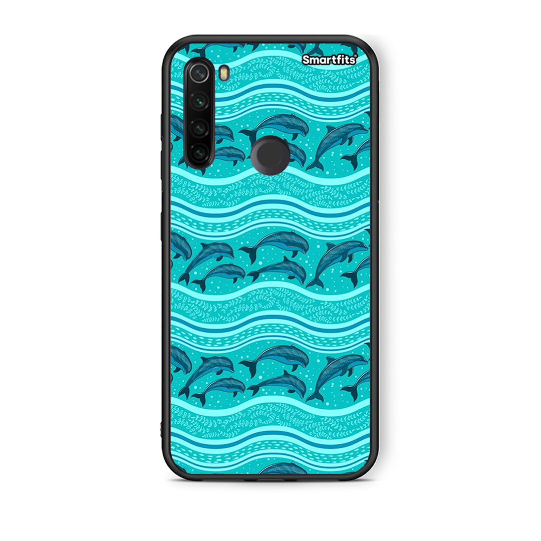 Xiaomi Redmi Note 8T Swimming Dolphins θήκη από τη Smartfits με σχέδιο στο πίσω μέρος και μαύρο περίβλημα | Smartphone case with colorful back and black bezels by Smartfits
