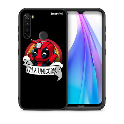 Θήκη Xiaomi Redmi Note 8T Unicorn Deadpool από τη Smartfits με σχέδιο στο πίσω μέρος και μαύρο περίβλημα | Xiaomi Redmi Note 8 Unicorn Deadpool case with colorful back and black bezels