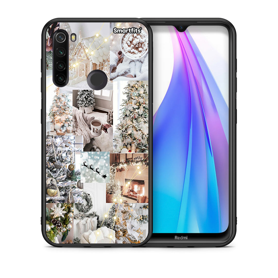 Θήκη Xiaomi Redmi Note 8T White Christmas από τη Smartfits με σχέδιο στο πίσω μέρος και μαύρο περίβλημα | Xiaomi Redmi Note 8 White Christmas case with colorful back and black bezels