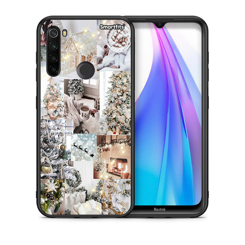 Θήκη Xiaomi Redmi Note 8T White Christmas από τη Smartfits με σχέδιο στο πίσω μέρος και μαύρο περίβλημα | Xiaomi Redmi Note 8 White Christmas case with colorful back and black bezels