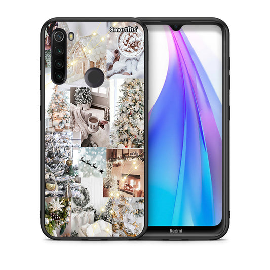 Θήκη Xiaomi Redmi Note 8T White Christmas από τη Smartfits με σχέδιο στο πίσω μέρος και μαύρο περίβλημα | Xiaomi Redmi Note 8 White Christmas case with colorful back and black bezels
