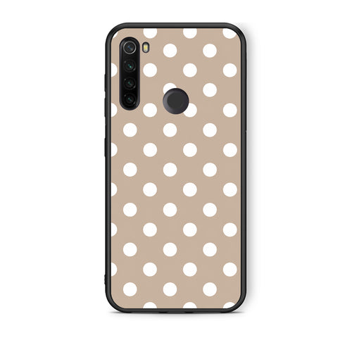 Θήκη Xiaomi Redmi Note 8T White Polka Dots on Taupe από τη Smartfits με σχέδιο στο πίσω μέρος και μαύρο περίβλημα | Xiaomi Redmi Note 8T White Polka Dots on Taupe case with colorful back and black bezels