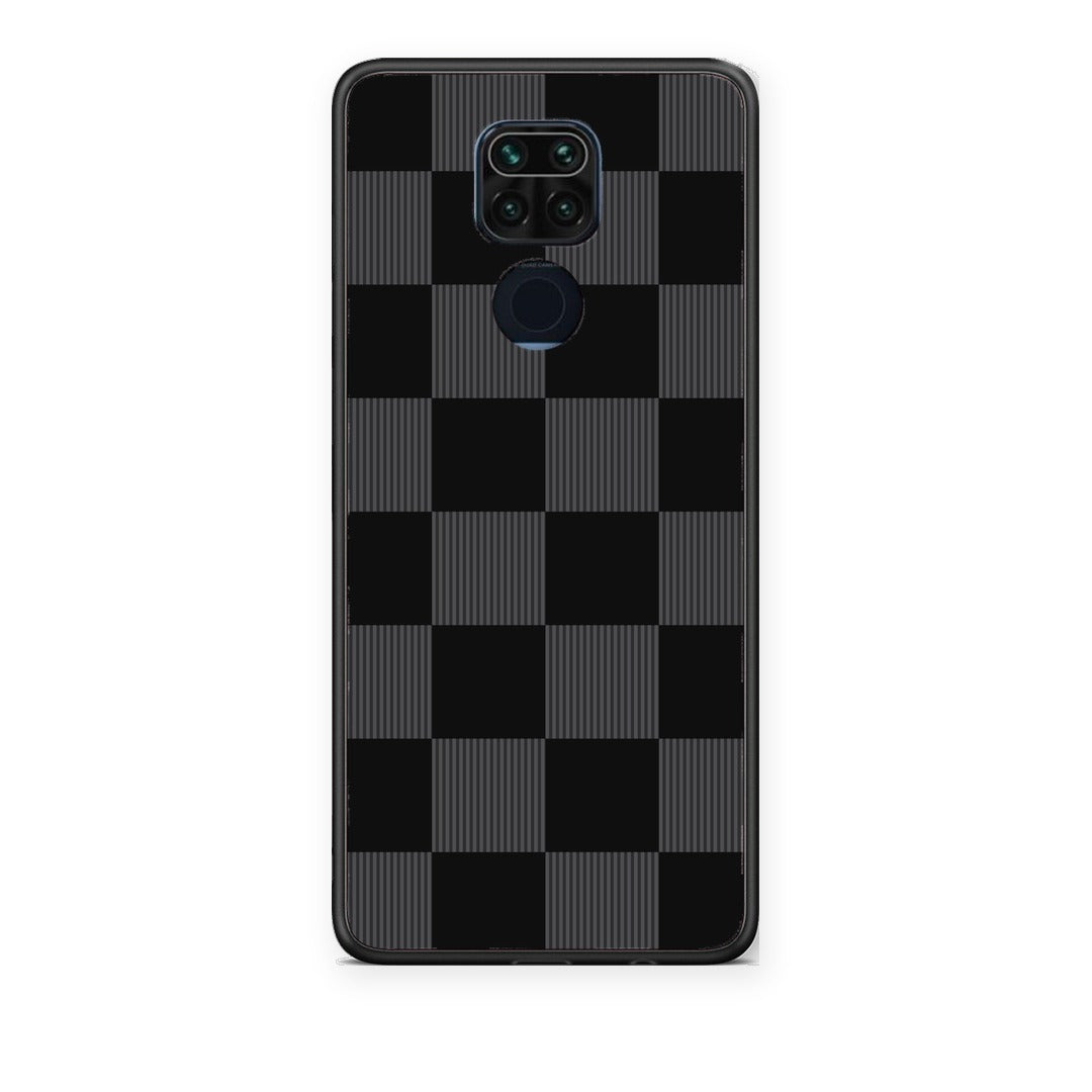 Θήκη Xiaomi Redmi Note 9 Black and Charcoal Striped Checks από τη Smartfits με σχέδιο στο πίσω μέρος και μαύρο περίβλημα | Xiaomi Redmi Note 9 Black and Charcoal Striped Checks case with colorful back and black bezels