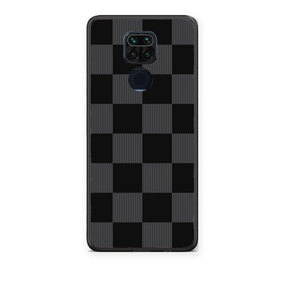 Θήκη Xiaomi Redmi Note 9 Black and Charcoal Striped Checks από τη Smartfits με σχέδιο στο πίσω μέρος και μαύρο περίβλημα | Xiaomi Redmi Note 9 Black and Charcoal Striped Checks case with colorful back and black bezels