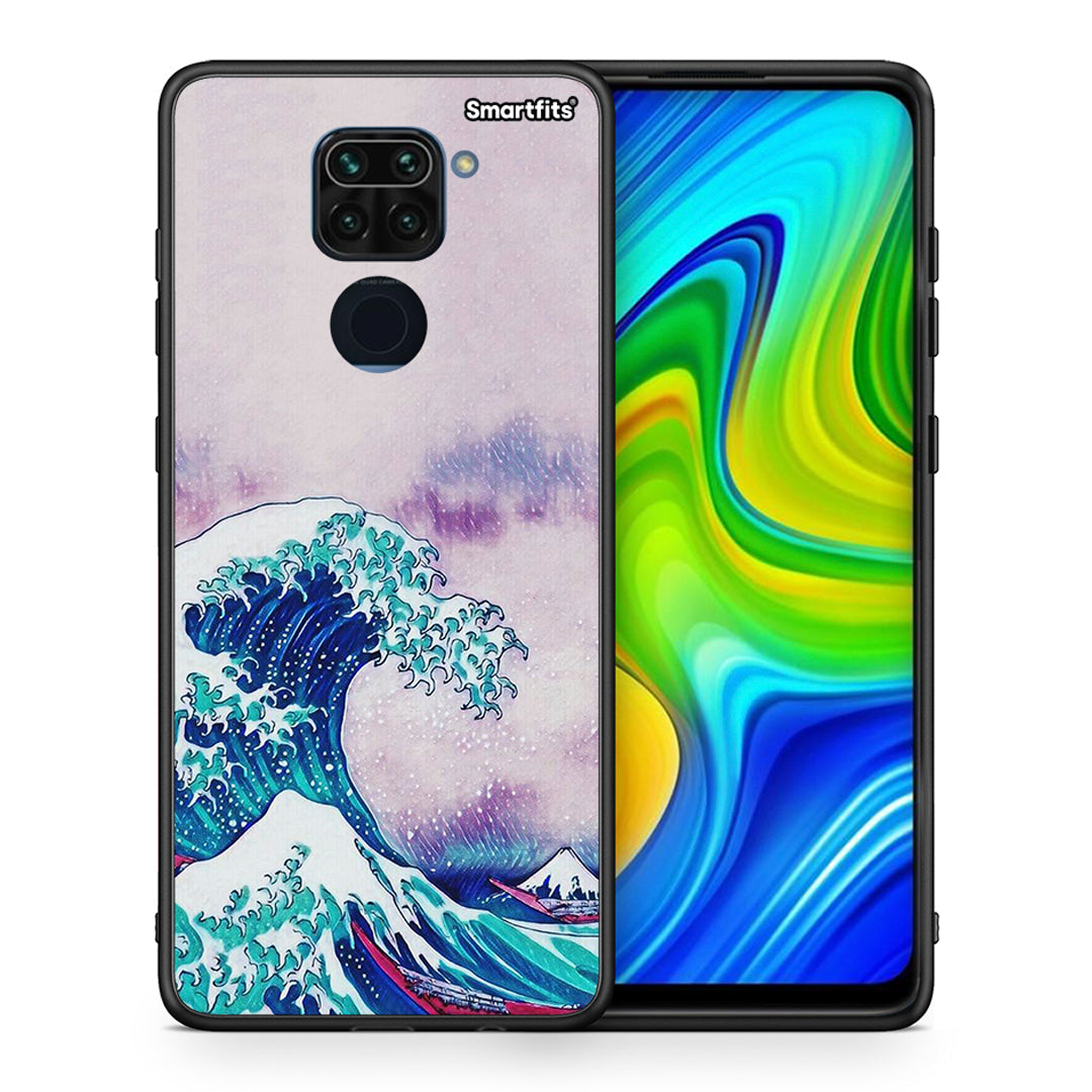 Θήκη Xiaomi Redmi Note 9 Blue Waves από τη Smartfits με σχέδιο στο πίσω μέρος και μαύρο περίβλημα | Xiaomi Redmi Note 9 Blue Waves case with colorful back and black bezels