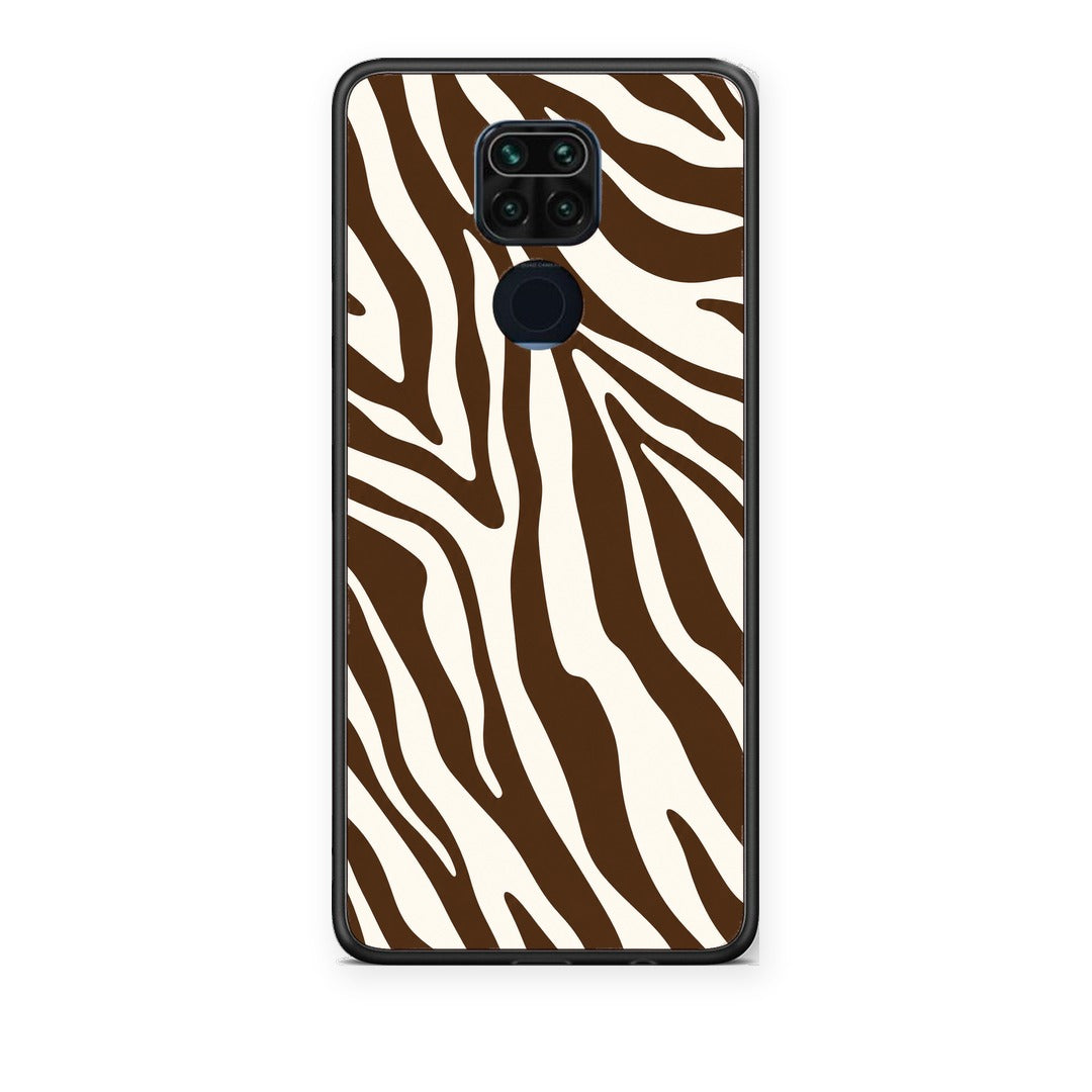 Θήκη Xiaomi Redmi Note 9 Brown and Cream Zebra Stripes από τη Smartfits με σχέδιο στο πίσω μέρος και μαύρο περίβλημα | Xiaomi Redmi Note 9 Brown and Cream Zebra Stripes case with colorful back and black bezels