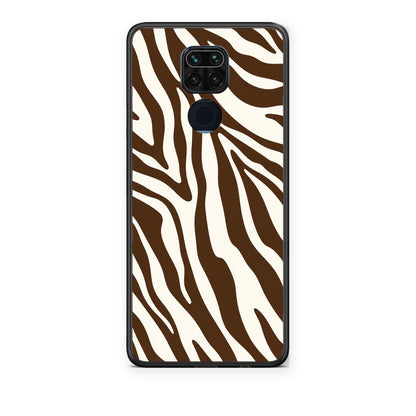 Θήκη Xiaomi Redmi Note 9 Brown and Cream Zebra Stripes από τη Smartfits με σχέδιο στο πίσω μέρος και μαύρο περίβλημα | Xiaomi Redmi Note 9 Brown and Cream Zebra Stripes case with colorful back and black bezels