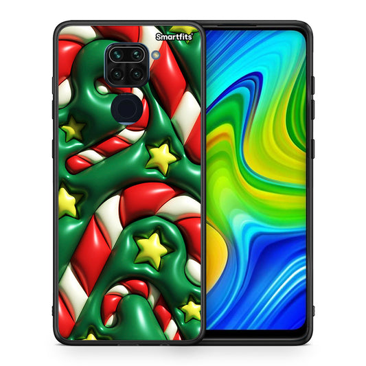 Θήκη Xiaomi Redmi Note 9 Christmas Bubbles από τη Smartfits με σχέδιο στο πίσω μέρος και μαύρο περίβλημα | Xiaomi Redmi Note 9 Christmas Bubbles case with colorful back and black bezels