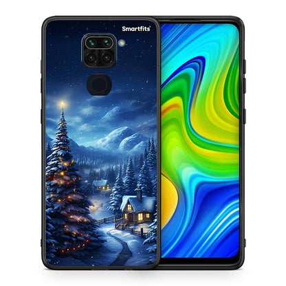 Θήκη Xiaomi Redmi Note 9 Christmas Scenery από τη Smartfits με σχέδιο στο πίσω μέρος και μαύρο περίβλημα | Xiaomi Redmi Note 9 Christmas Scenery case with colorful back and black bezels